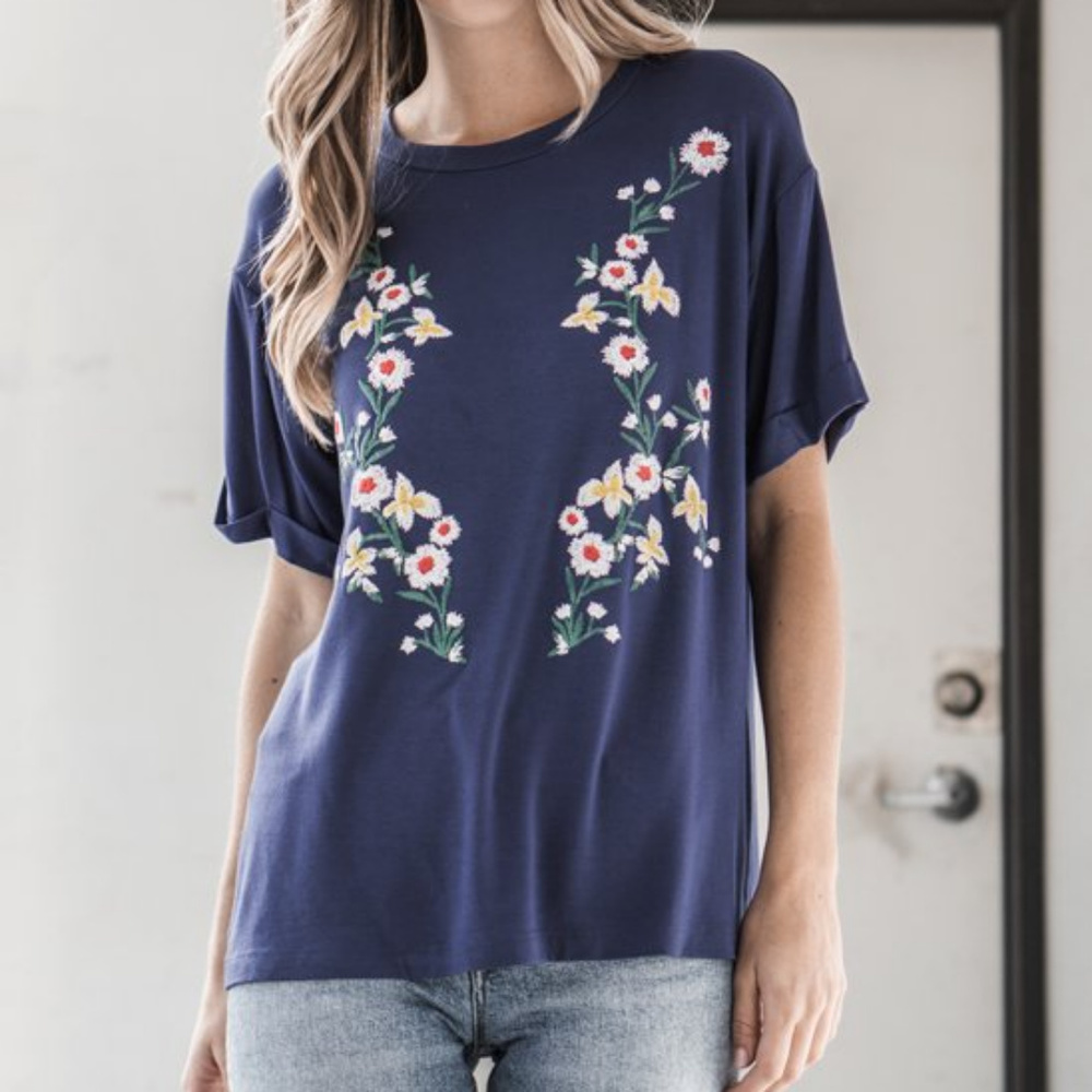 Dark Denim Floral Tee